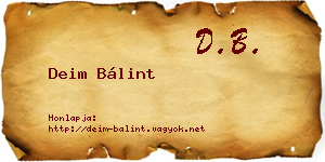 Deim Bálint névjegykártya
